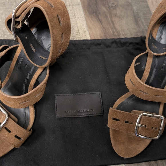 Alexander Wang Brown Suede Heels with Silver Buckles - Picture 4 of 4